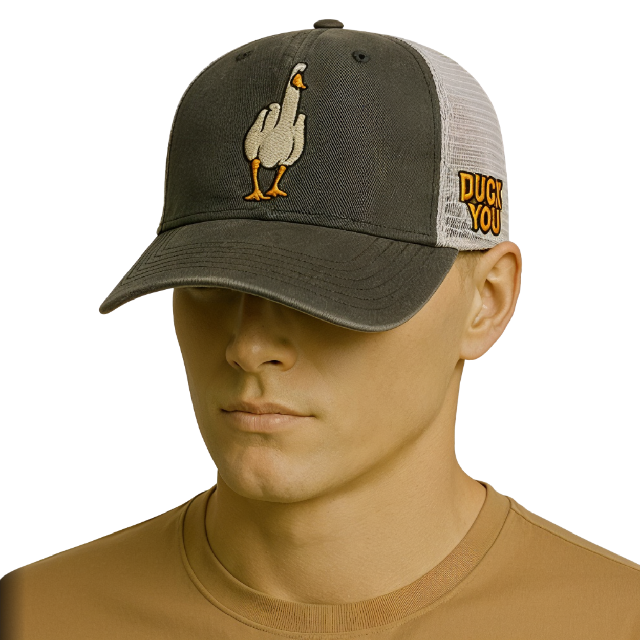 Gorra trucker deslavada negra "Duck You" – Estilo fresco con buena vibra