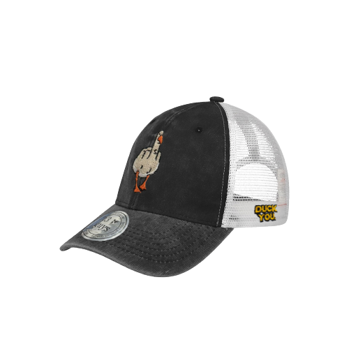 Gorra trucker deslavada negra "Duck You" – Estilo fresco con buena vibra