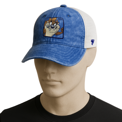 Gorra trucker deslavada royal "Taz" – Dale un giro audaz a tu estilo diario